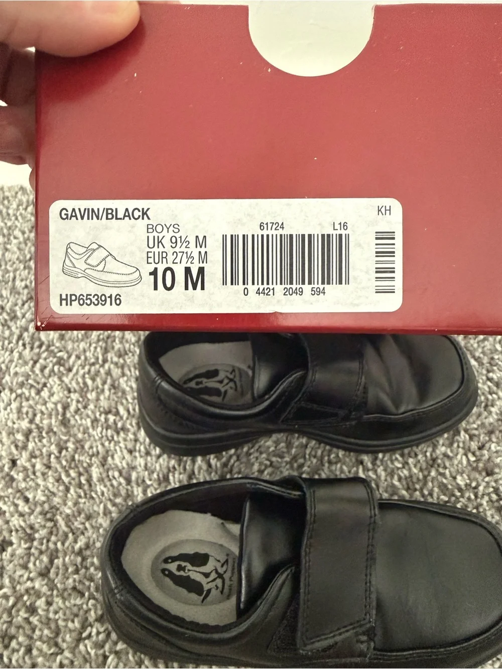Boy's Black Leather Velcro Dress Shoes